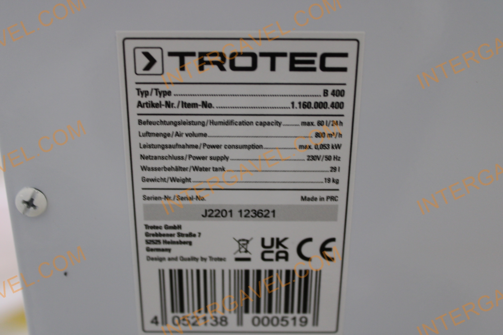 Trotec B 400 párásító és légmosó 5