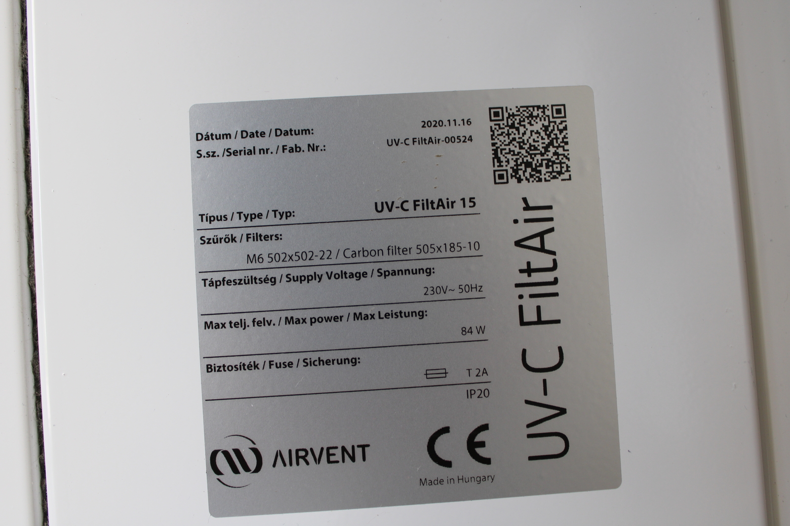 UV-C FiltAir15 légsterilizáló készülék 2