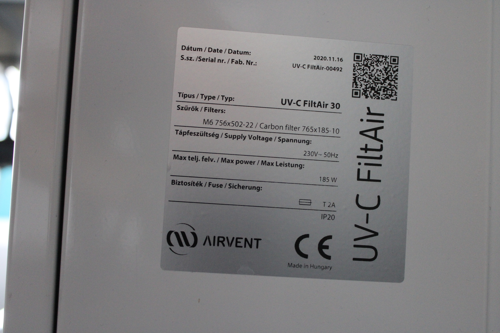 UV-C FiltAir30 légsterilizáló készülék 3