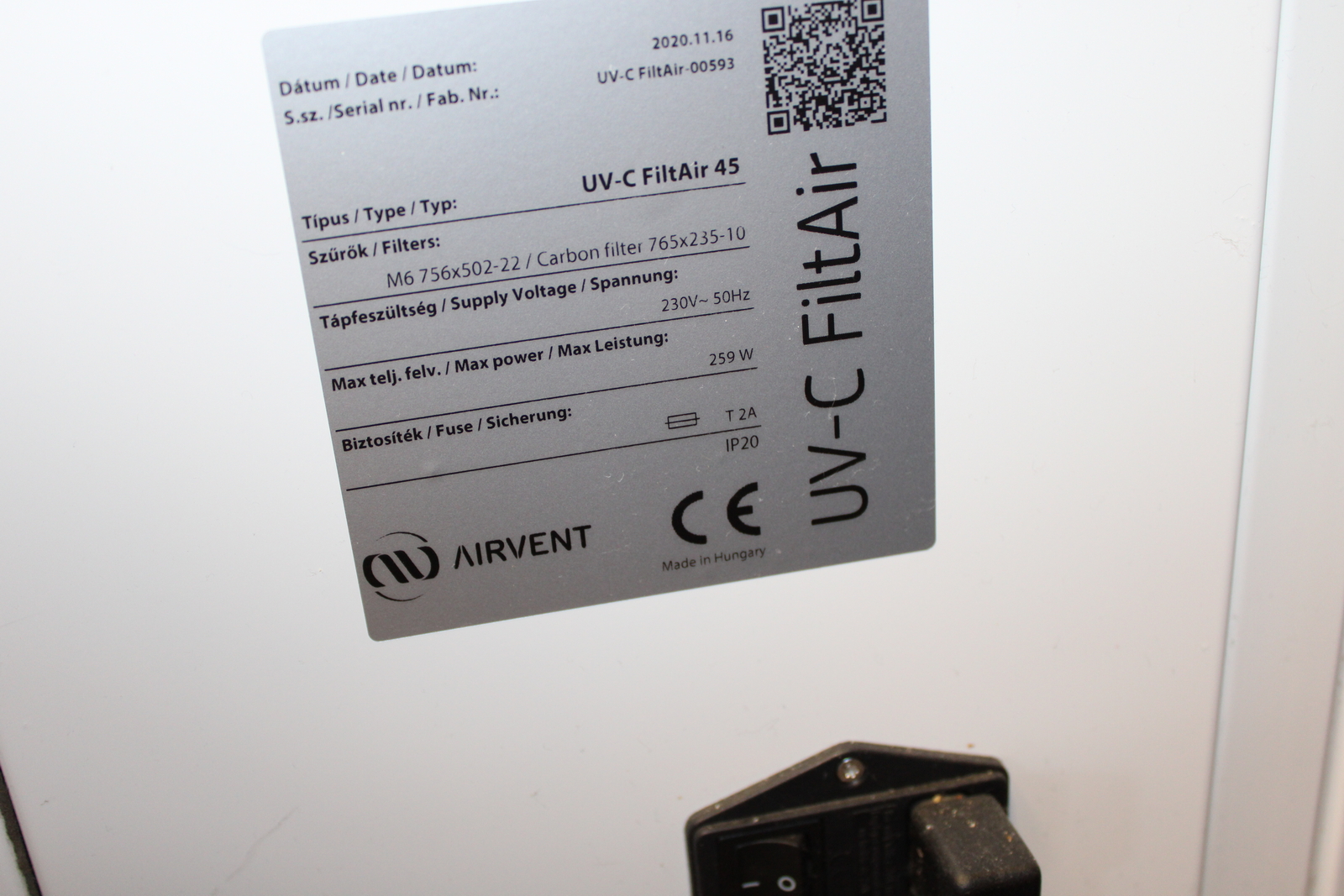 UV-C FiltAir45 légsterilizáló készülék 3