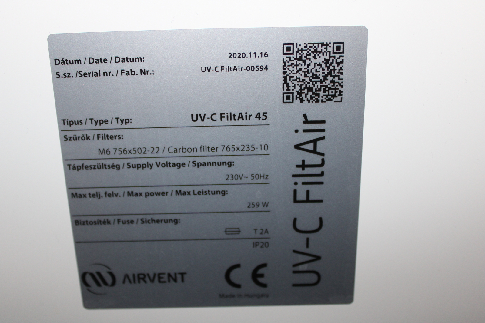 UV-C FiltAir45 légsterilizáló készülék 3