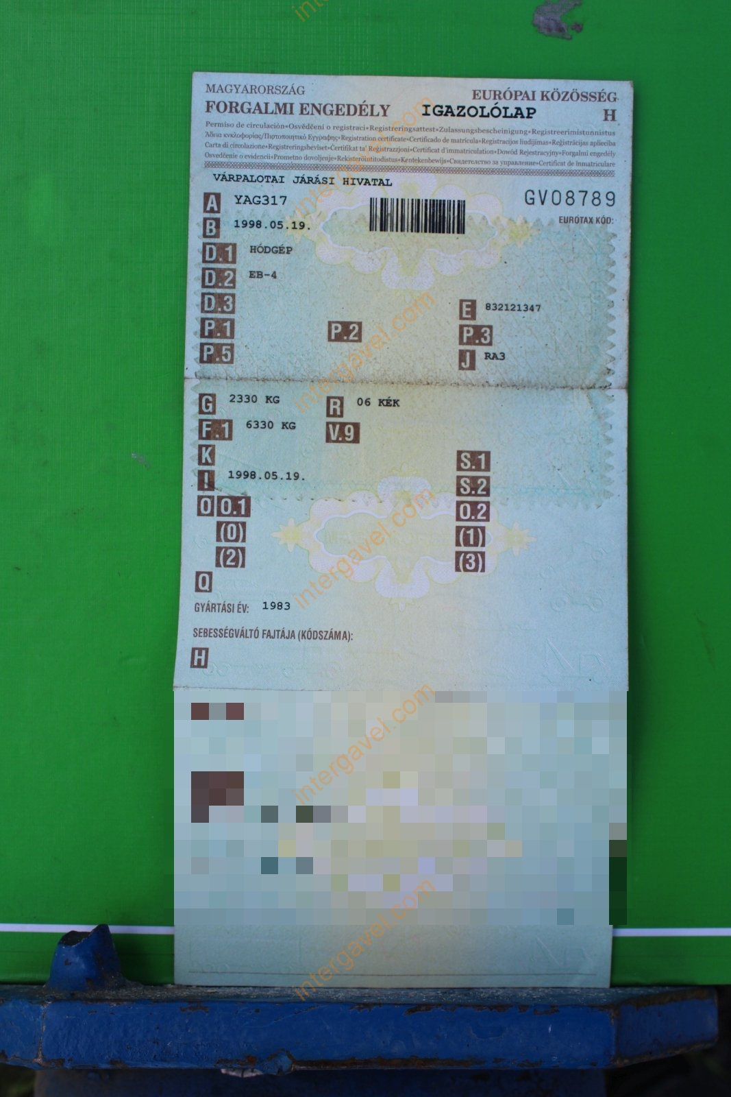 Pótkocsi - Hódgép 16