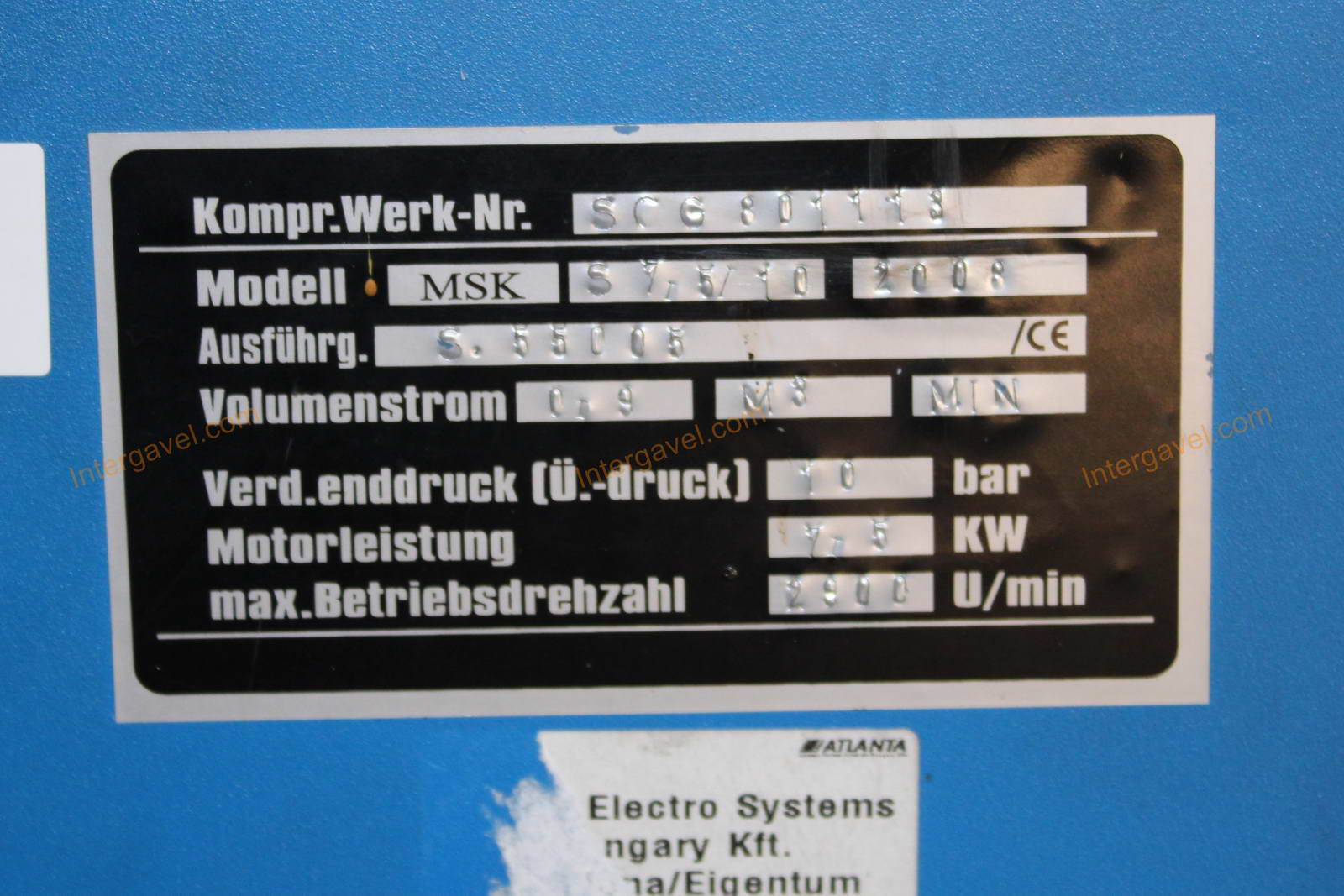 Kompresszor - Bega, MSK S7,5/10 2