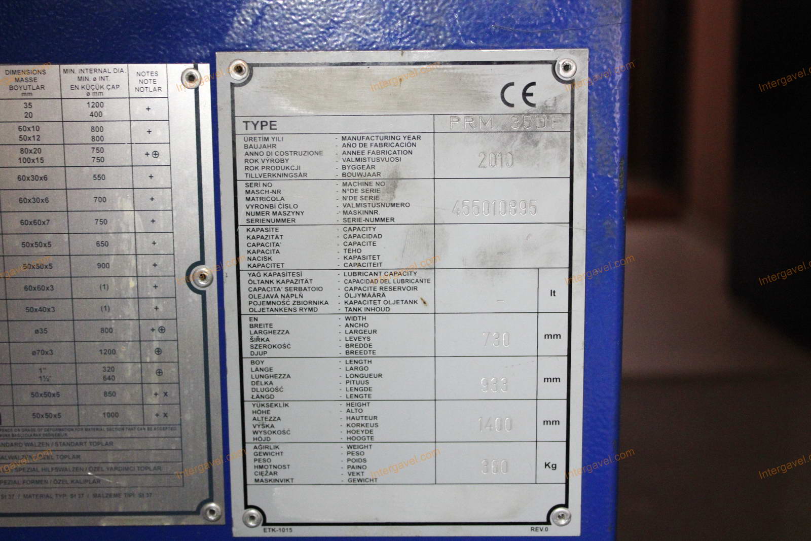 Hajlító gép - Metallkraft, PRM 35 DF 3