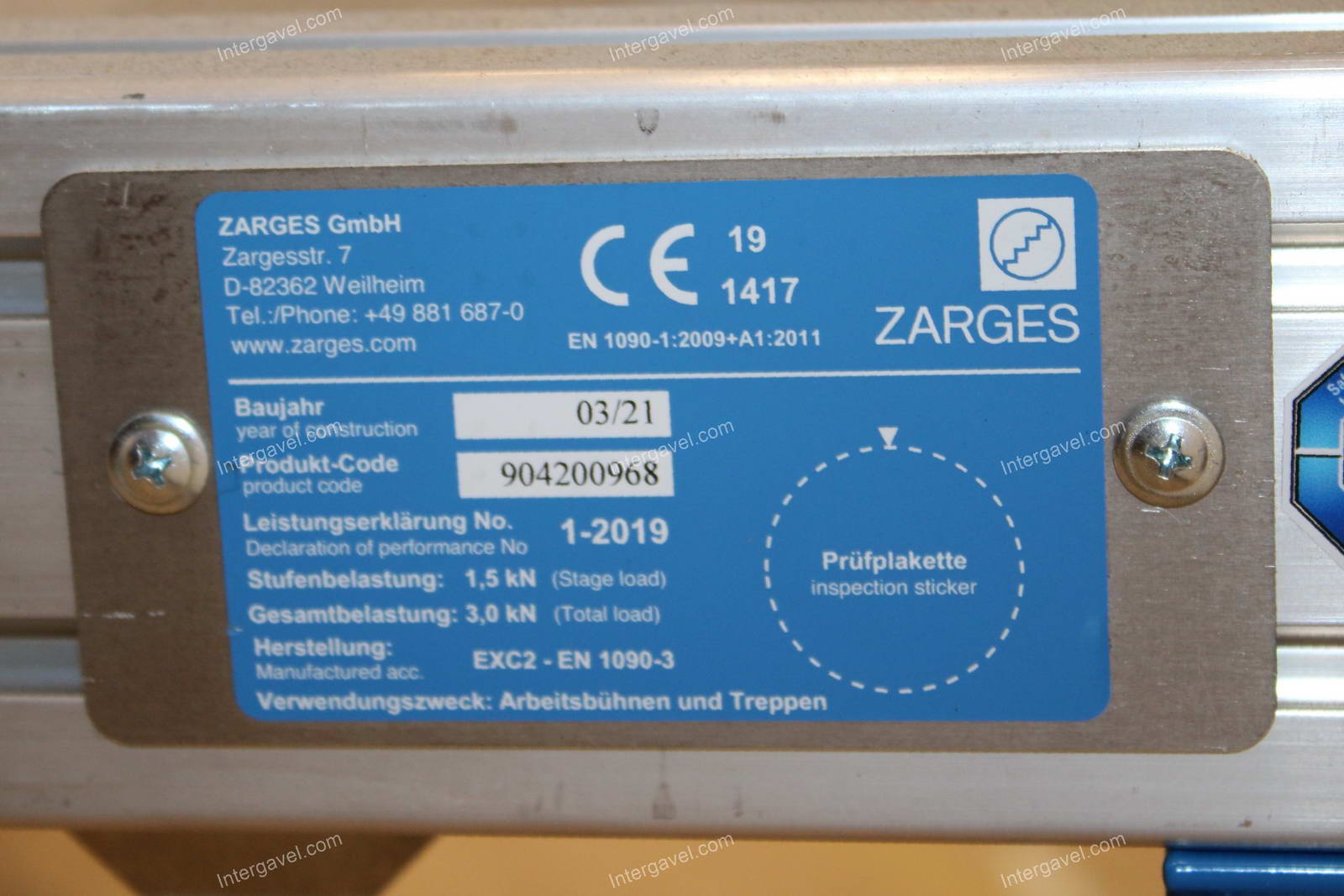 Átjáró lépcső, dobogó - Zarges 2