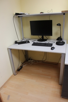 Desk with upper shelf
